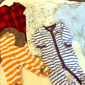 Lot of 5 newborn baby boy sleepers